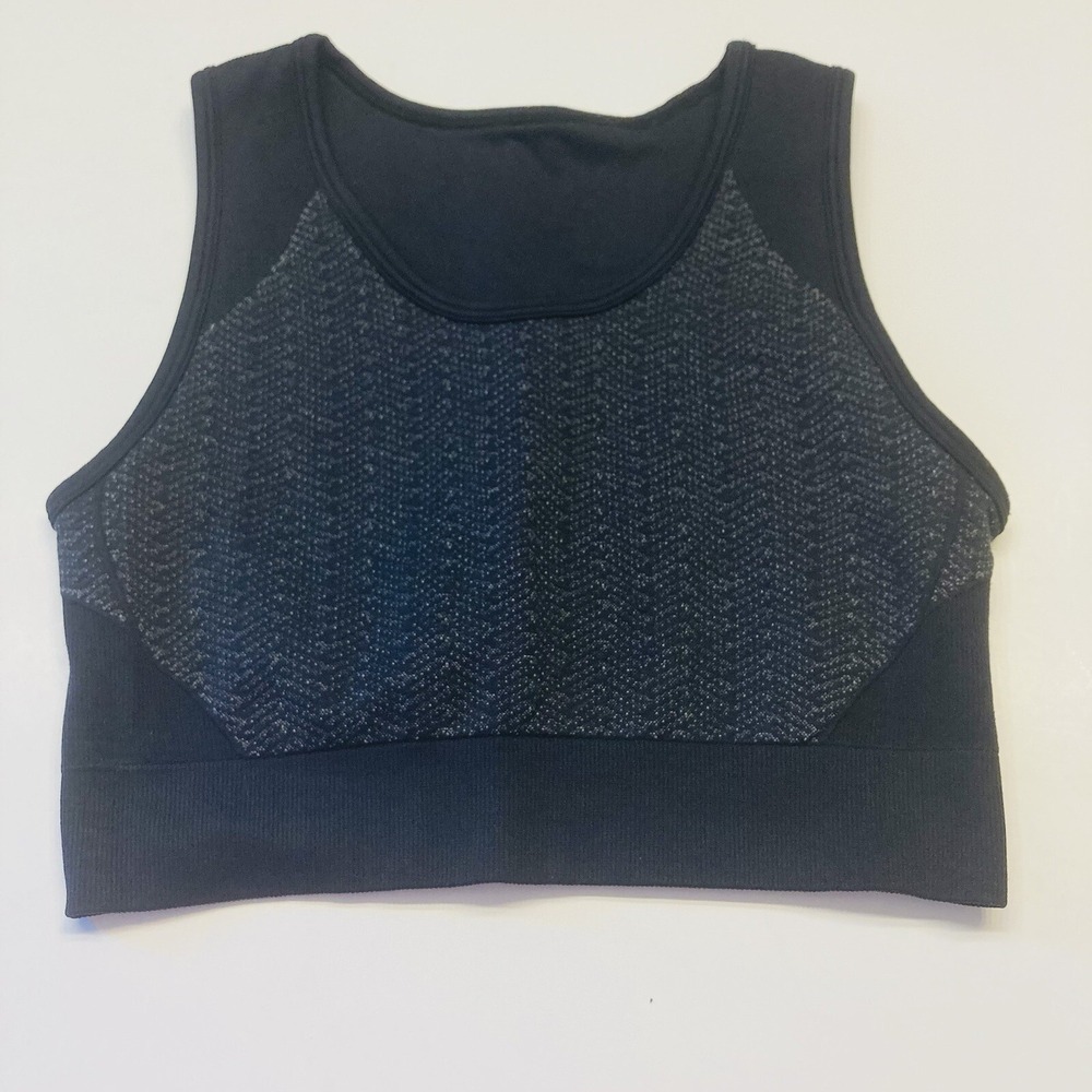 Zella Sports Bra Women Small Black Marled Chevron Seamless Activewear Top